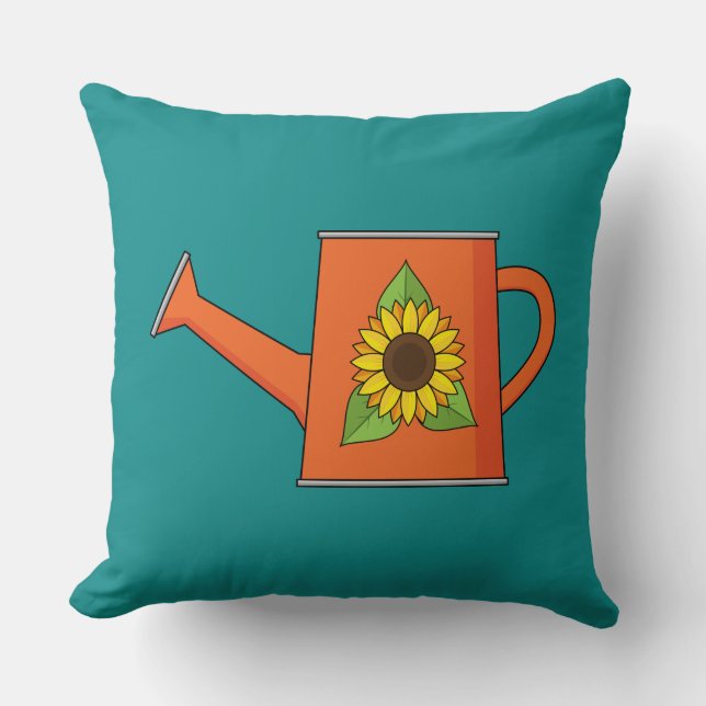 Coussin Arrosage orange avec tournesol (Recto)