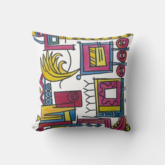 Coussin Art à l'aquarelle moderne illusoire-fantaisiste (Recto)