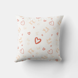 Coussin Art à motif de cœur corail romantique en gribouill