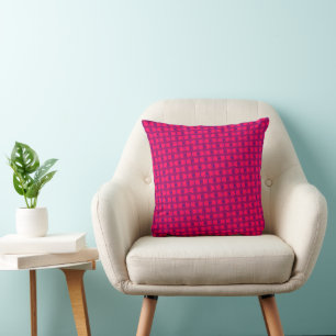 Coussin Art à motif entrelacé magenta violet dynamique