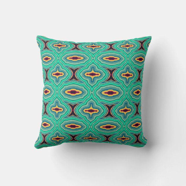 Coussin Art à motif géodique boho chic tropical du Sud-Oue (Verso)