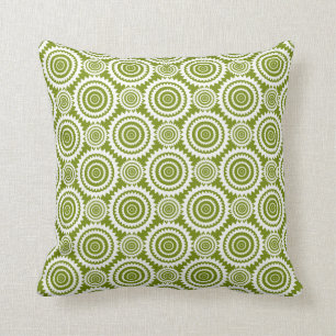Coussin Art à motif géométrique vert olive et blanc modern