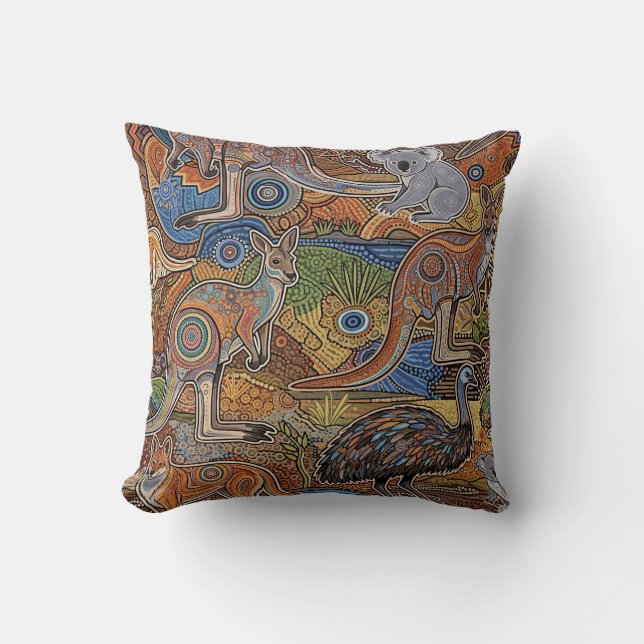 COUSSIN ART ABORIGÈNE D'ANIMAUX NATURELS AUSTRALIENS (Recto)