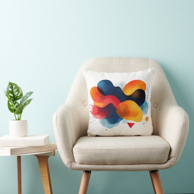 Coussin Art Abstrait aux couleurs vives (Chaise)