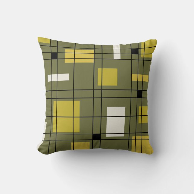 Coussin Art Abstrait Avocado Green des années 1950 (Recto)