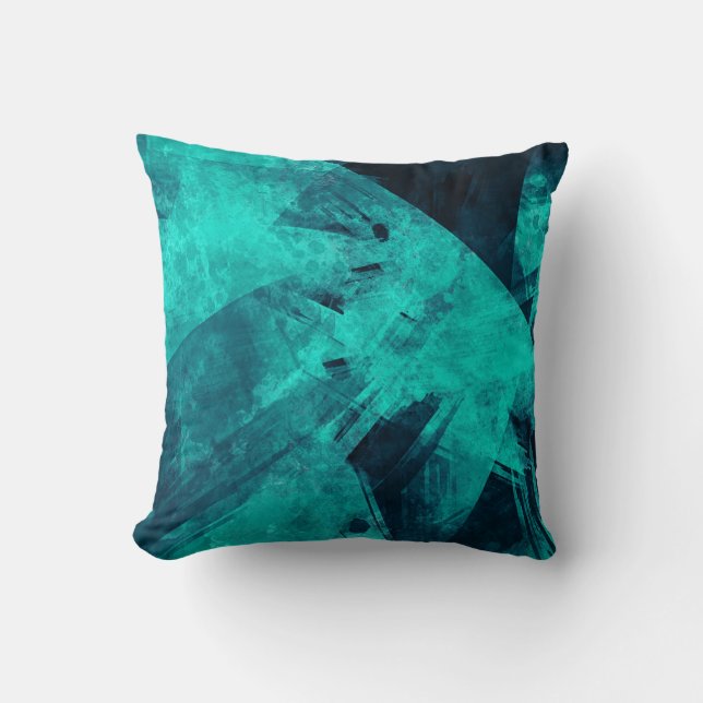 Coussin Art abstrait bleu déchiqueté cool (Recto)
