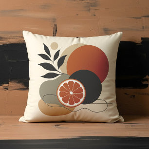 Coussin Art Abstrait Boho Moderne Orange et Terre Cuite Mi