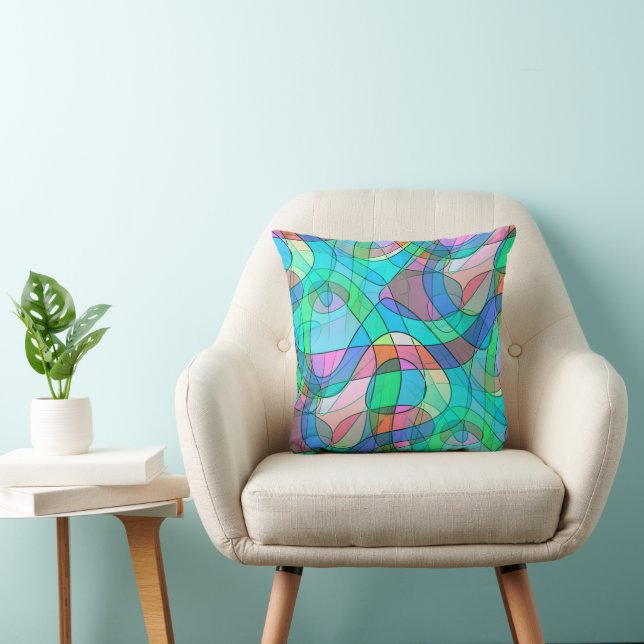 Coussin Art Abstrait - Boucles caillouteuses Motif sans co (Chaise)