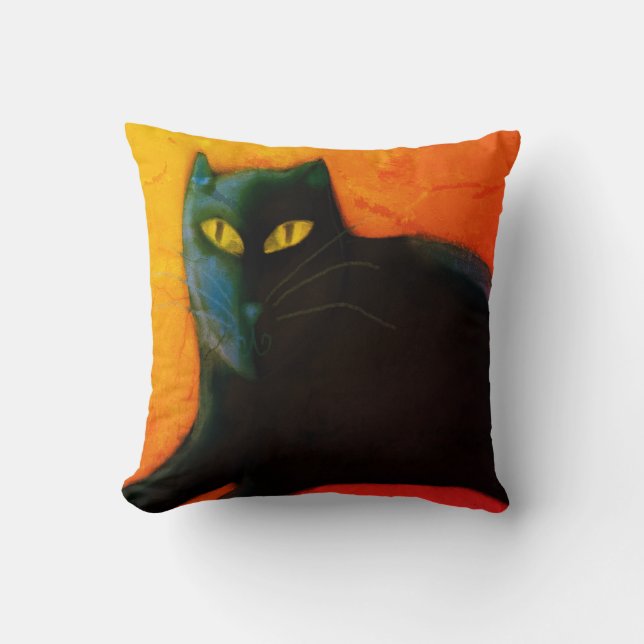 Coussin Art Abstrait Chat Noir (Recto)