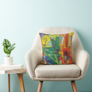 Coussin art abstrait coloré peinture vintage à l'huile