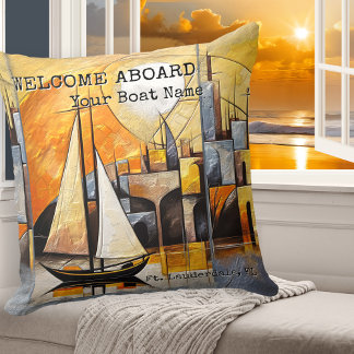 Coussin Art Abstrait coloré Voilier Nautique