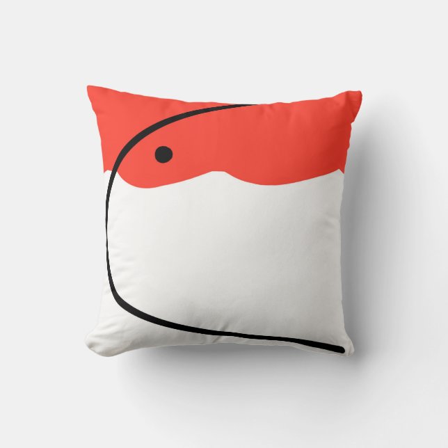 Coussin Art Abstrait Coral Rouge Noir Blanc (Recto)