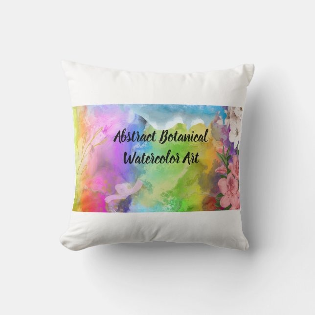 Coussin Art abstrait de peinture à l'aquarelle botanique (Recto)