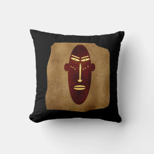 Coussin Art abstrait de visage vintage africain