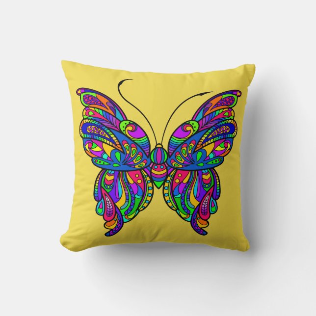 Coussin Art abstrait décoratif de papillon (Recto)