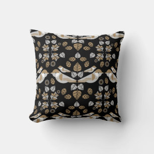 Coussin Art abstrait d'oiseau géométrique moderne en or