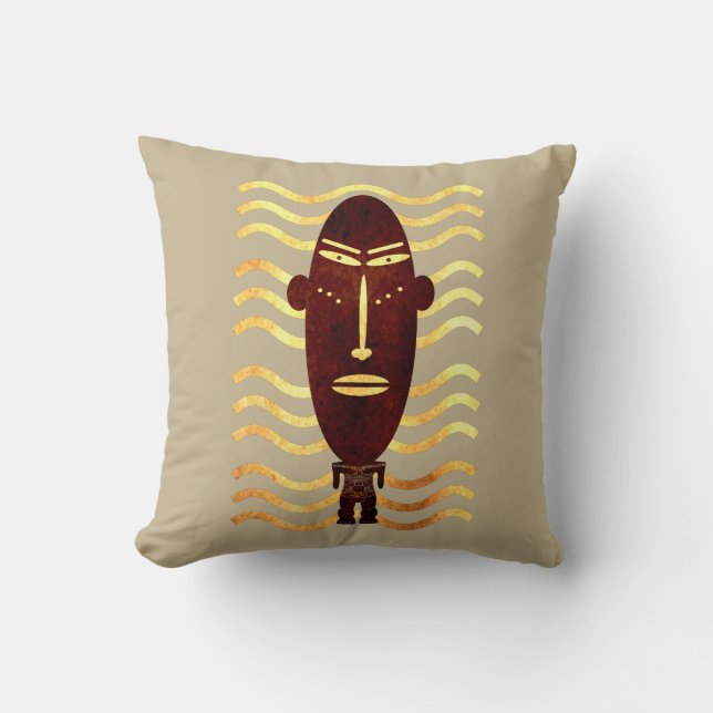 Coussin Art abstrait du visage indigène africain moderne (Recto)