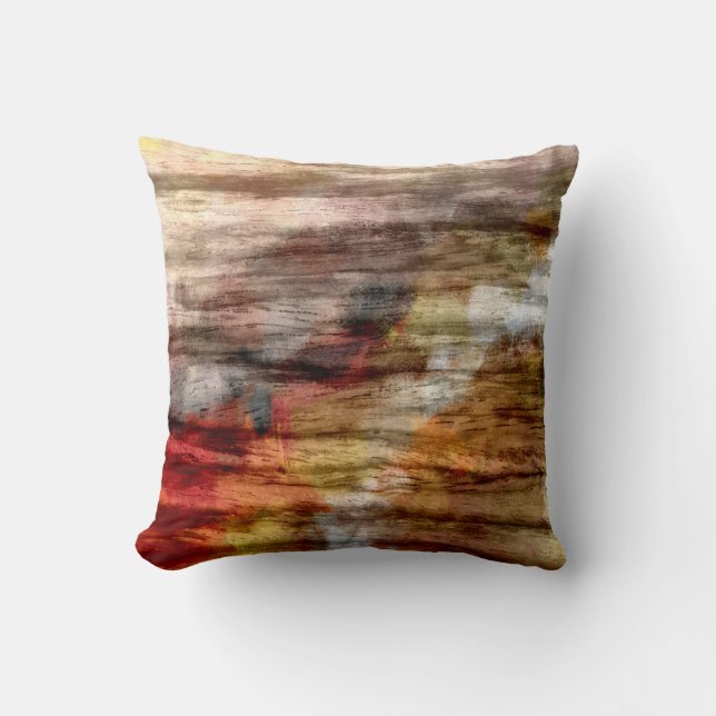 Coussin Art abstrait en bois vintage 4 (Recto)