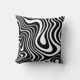 Coussin Art abstrait en marbre noir et blanc