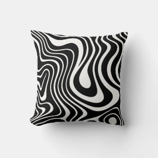 Coussin Art abstrait en marbre noir et blanc