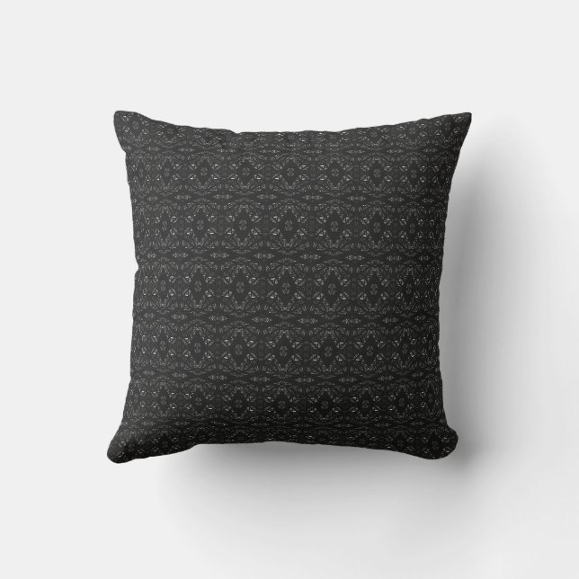 Coussin Art abstrait en noir et blanc à la gouache spectro (Verso)