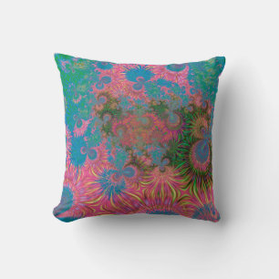 Coussin Art abstrait fractal de récif corallien