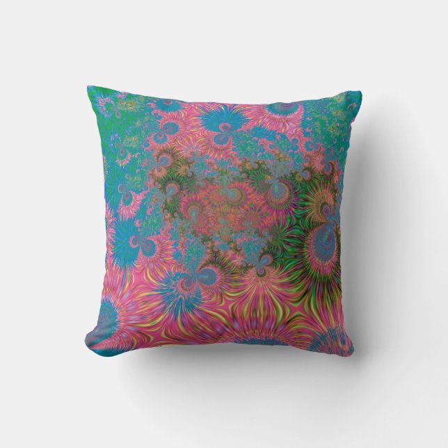 Coussin Art abstrait fractal de récif corallien (Recto)
