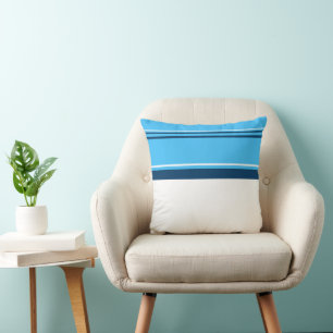 Coussin Art abstrait funky lumière bleu foncé blanc