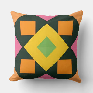 Coussin Art abstrait géométrique avec des couleurs vives