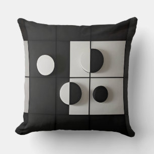 Coussin Art abstrait géométrique minimaliste noir et blanc