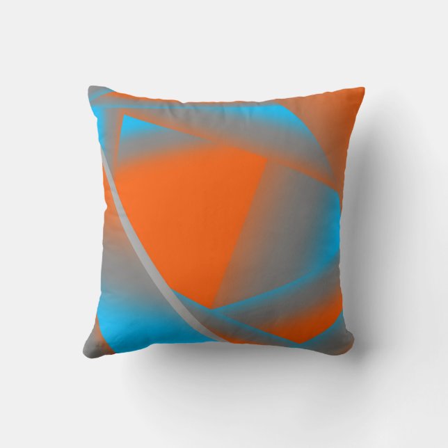 Coussin Art abstrait géométrique ombré bleu gris orange (Verso)