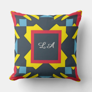 Coussin Art abstrait géométrique vibrant à symétrie