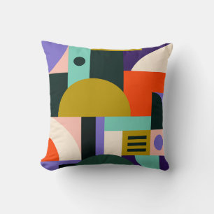 Coussin Art abstrait géométrique vibrant avec des couleurs