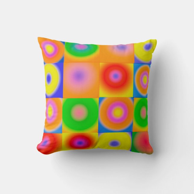 Coussin Art Abstrait Gras Bleu Jaune Rouge Bleu (Recto)
