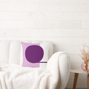 Coussin Art abstrait gras cercle violet rose blanc