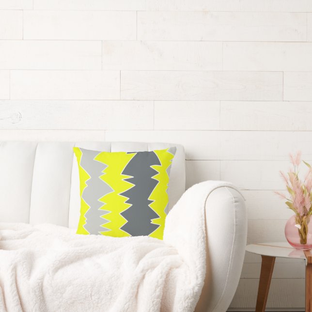 Coussin Art Abstrait gris pâle gris jaune gris fusain gris (Canapé)