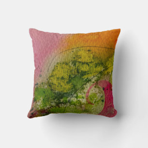 Coussin Art abstrait impressionniste à l'aquarelle et à l'