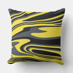 Coussin Art Abstrait Jaune et Noir