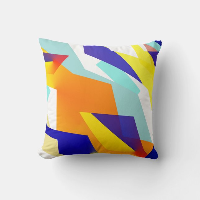 Coussin Art Abstrait jaune jaune bleu (Recto)
