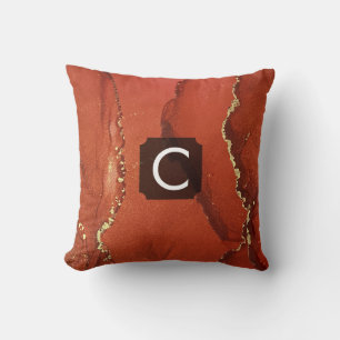Coussin Art abstrait liquide à l'encre alcoolique rouge et