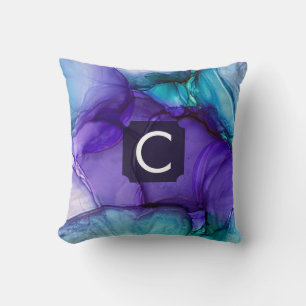 Coussin Art abstrait liquide à l'encre alcoolique teinte e