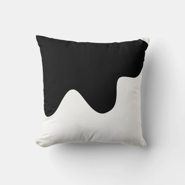 Coussin Art Abstrait minimal moderne noir et blanc (Recto)