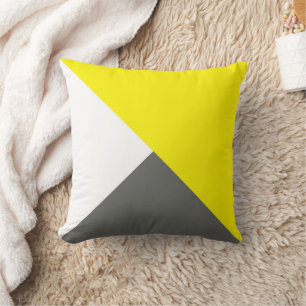 Coussin Art Abstrait minimalisme gris jaune blanc