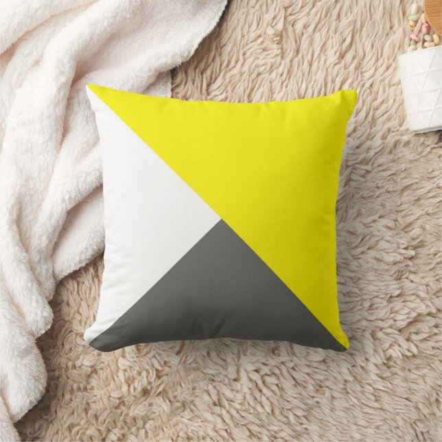 Coussin Art Abstrait minimalisme gris jaune blanc (Couverture)