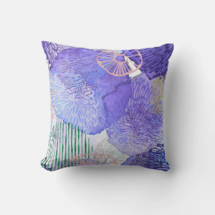 Coussin Art abstrait moderne bleu et violet