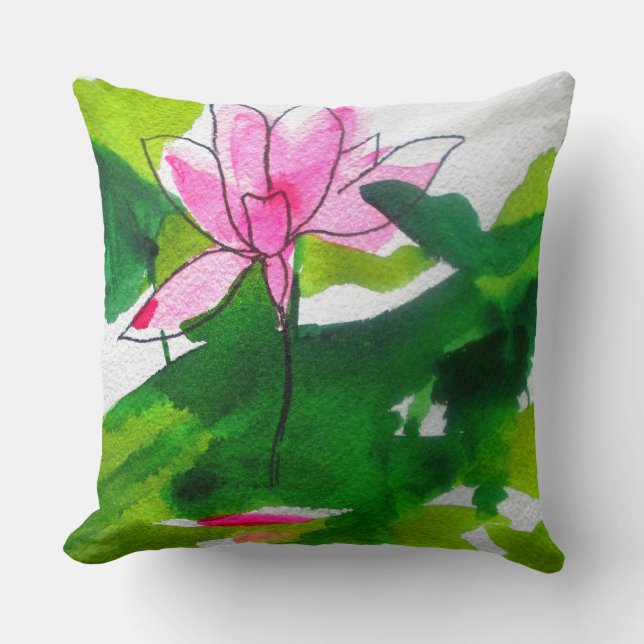 Coussin Art abstrait moderne de couleur pour aquarelle de (Recto)