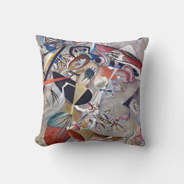 Coussin Art Abstrait moderne en Gris Kandinsky (Recto)