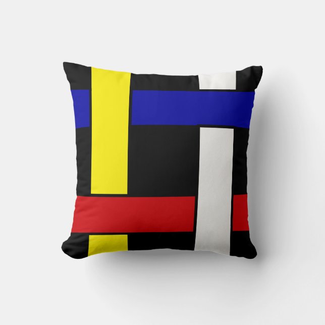Coussin Art Abstrait moderne inspiré par Mondrian (Recto)
