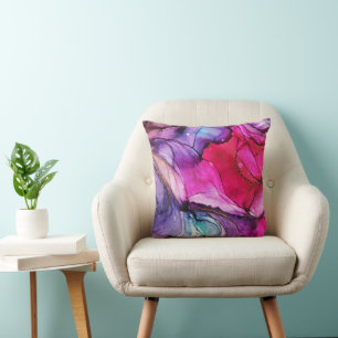 Coussin Art Abstrait moderne rose violet
