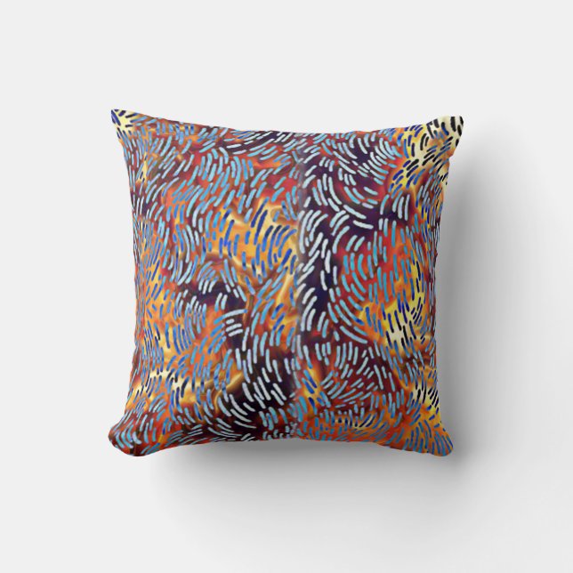 Coussin Art Abstrait moderne rouge jaune noir (Recto)